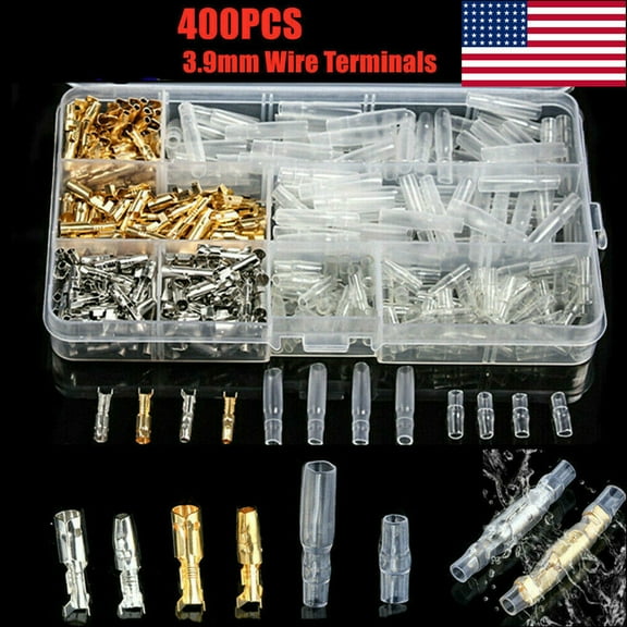 400PCS MOTORCYCLE WIRING HARNESS LOOM BULLET CONNECTORS BRASS 3.9MM ELECTRICAL