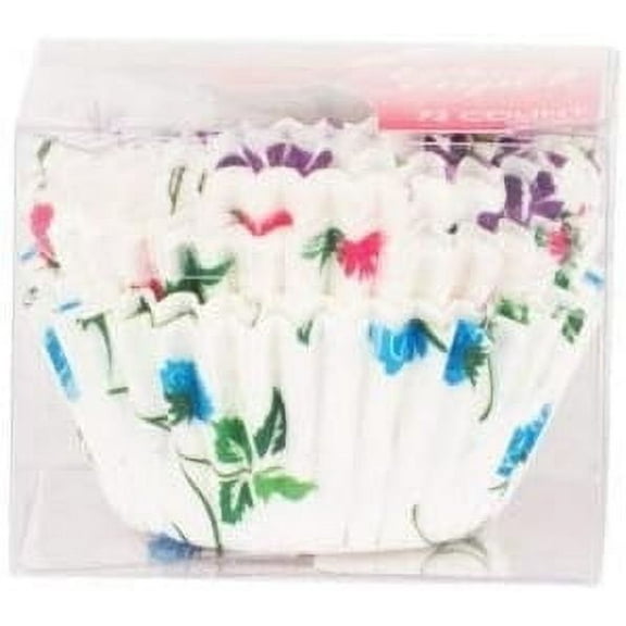 Disposable Floral Baking Cups – Non-Stick & Greaseproof Paper Liners for Cupcakes, Muffins, Food Safe and Desserts – Elegant Floral Design – Perfect for Parties, Everyday Use, Special Occasions (72)