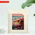 thumbnail image 4 of RKSupls Summer Theme Canvas Tote Bag, Sunset Beach Reusable Shoulder Tote Bag for Women and Men, Large Durable Canvas Shoulder Bag Perfect for Grocery Work Beach Shopping, 4 of 6