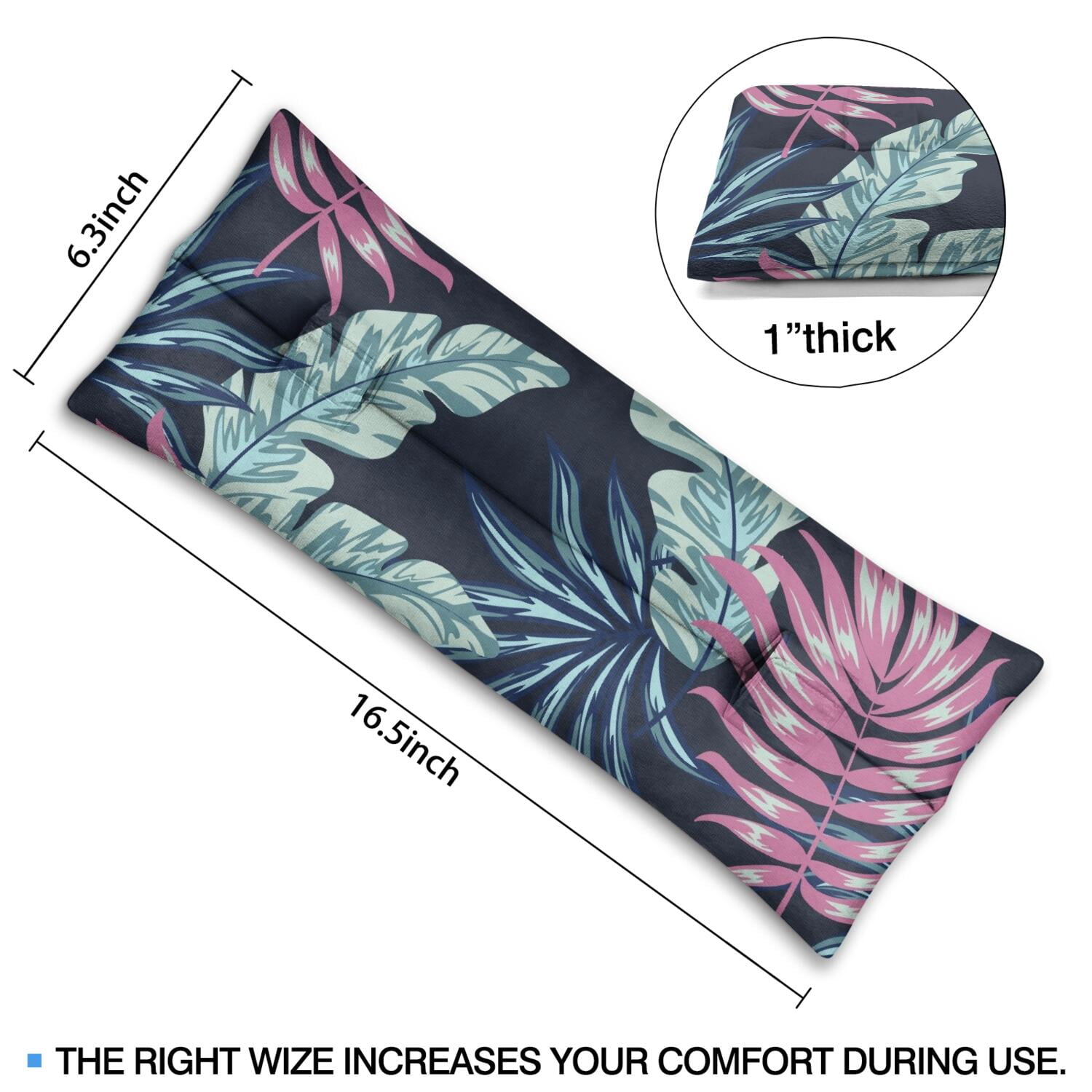 Summer Seat Belt Cushion for Surgery - Hawaiian Floral Mastectomy Pillow - Pressure Relief Heart Surgery Recovery Cushion with Palm Inspired Colors