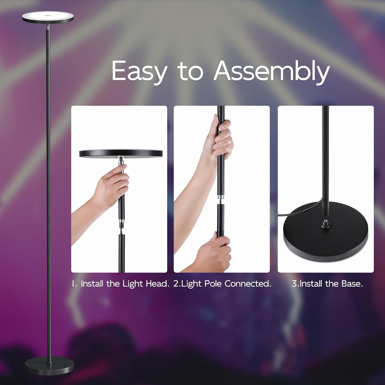 RGB Floor Lamps for Living Room, 32W Bright LED Floor Lamp with APP and Remote Control, Tall Standing Lamp with Stepless Dimmable, Modern Corner Lamp for Bedroom, Gaming Room