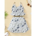 thumbnail image 3 of Little Girls 2PCS Pants Set, Sling Flowers Ruffle Hem Camisole High Waist Shorts Outfits, 3 of 8