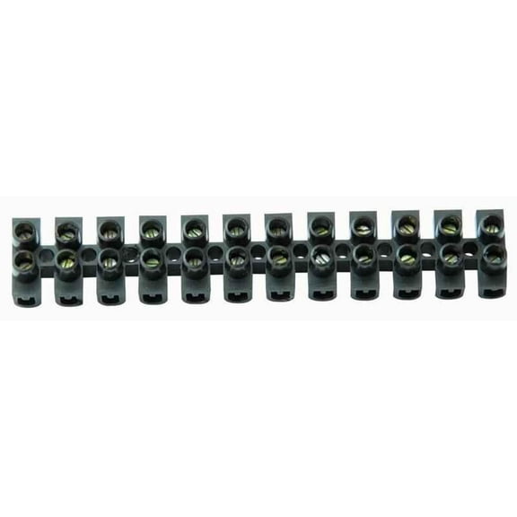 PRO POWER - 12-Way Terminal Block, 30A, Polyethylene, Black