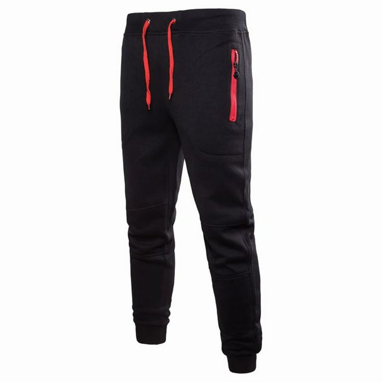 YuKaiChen Men's Running Pants Lightweight Joggers Athletic Pants with  Zipper Pockets Black L