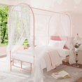 thumbnail image 2 of Towallmark Twin Canopy Bed Frame with Upholstered Headboard, Canopy Bed Frame with Under-Bed Storage & Strong Slats Support, Noise Free Metal, Twin Bed Frame, Pink, 2 of 9