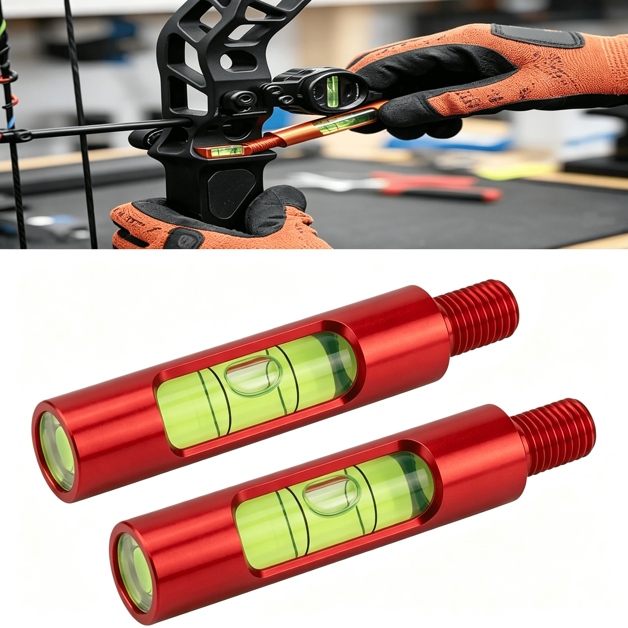 XUBIYM Bow Level 2-Pack-Aluminum Bow Leveling Kit&Archery Tools Bow Accessories for Compound Bow Sight Rest&D-Loop Tuning Lightweight Screw-In Design