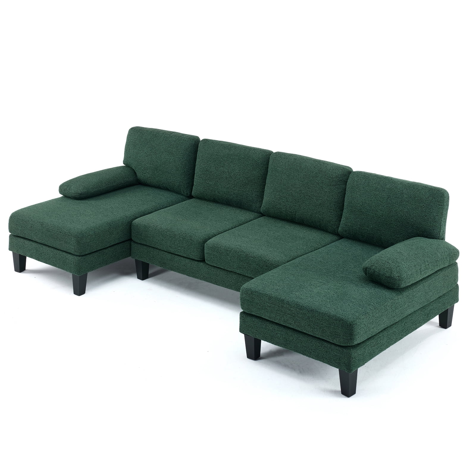 U-Shaped Convertible Sectional Sofa with 2 Chaise Lounges, 4-Seater Modular Couch with Removable & Washable Chenille Covers, L-Shaped Couches for Living Room Apartment, Heavy Duty Plastic Legs