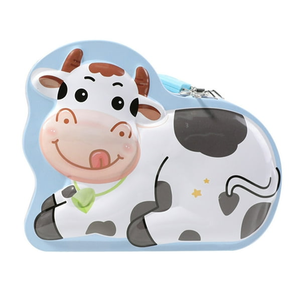 1pc Lovely Milk Cow Saving Box Piggy Bank Tinplate Money Box Money Storage Tank
