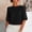 #0008-Black, variant on Womenâs Elegant Boat Neck Blouse with Gold Button Split Elbow Sleeve Cropped Top for Work Office Casual Shirt