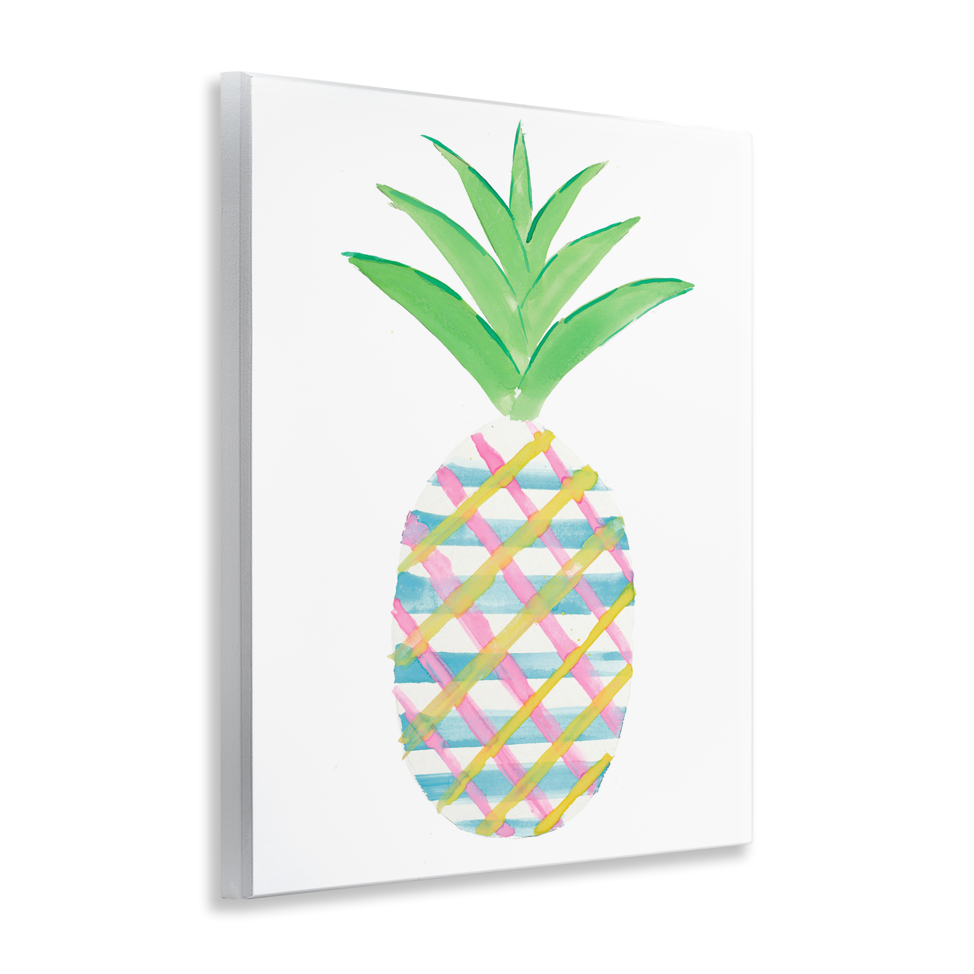 Stupell Industries Plaid Pineapple Fruit Food & Beverage Painting Unframed Art Print Wall Art, 11 x 14