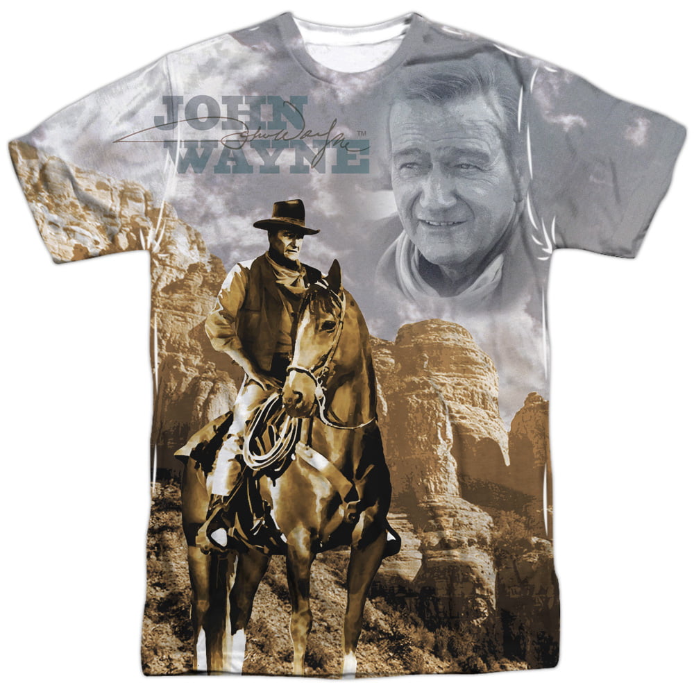 John Wayne RIDE EM COWBOY 2-Sided Sublimated All Over Print Poly Cotton T-Shirt 