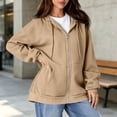 thumbnail image 2 of Resicozy Womens Zip Up Hoodies 2026 Long Sleeve Fall Winter Oversized Sweatshirts Zipper Oversized Cute Jackets with Pockets Khaki S, 2 of 4