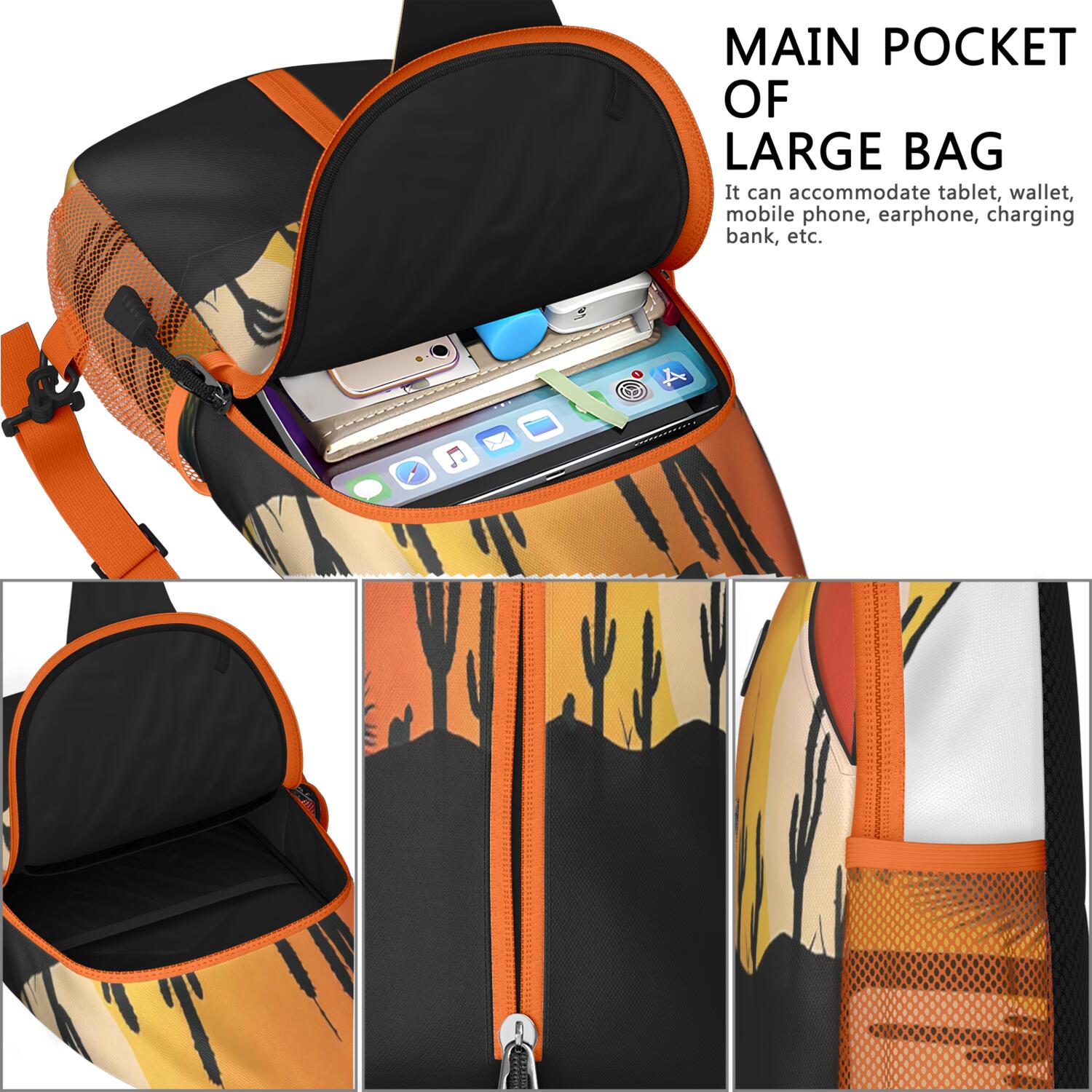 Sling Backpack Small BackpackTravel Sling Bag for Men Women Travelers Cactus Desert