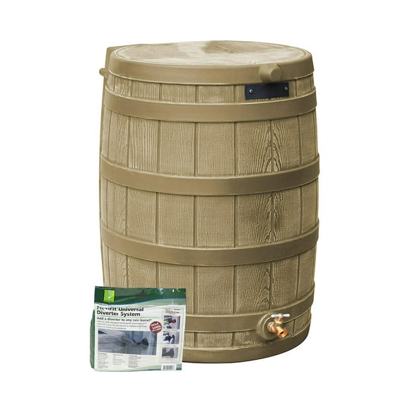 Good Ideas Rain Wizard 50 Gallon Rain Barrel Water Collector with Diverter Kit