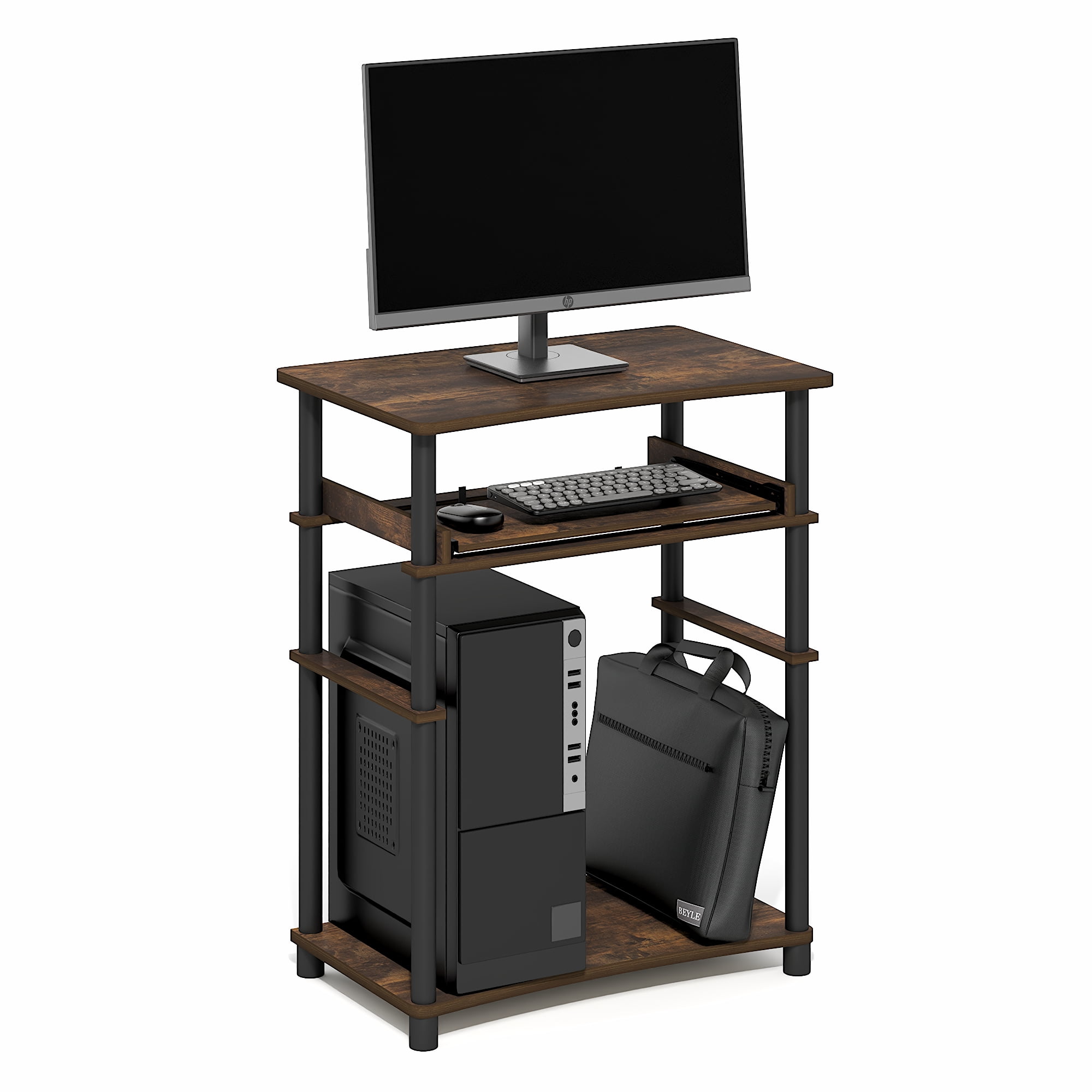 Furinno HOME 23.6 Wide Gaming Desk with Keyboard Tray Amber Pine
