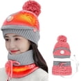 thumbnail image 1 of Gorro De Punto Con Calefacción Usb 3 En 1, Conjunto De Calentador De Cuello Y Cara, Gorro Cálido De Invierno Para Mujeres Y Niñas, Gorros De Esquí Con Forro Polar Y Pompón Advancent AP008166-01, 1 of 6