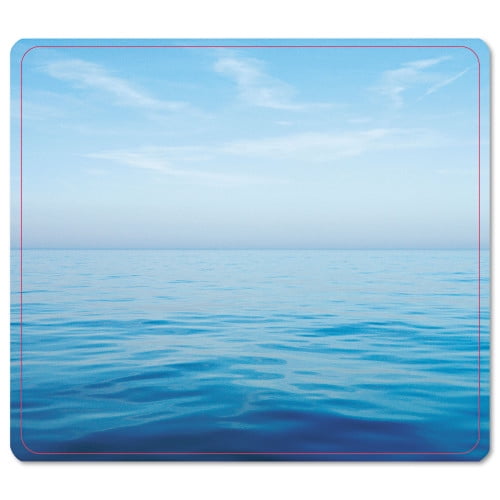 Fellowes Recycled Mouse Pad, 9 x 8, Blue Ocean Design, Each