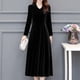 thumbnail image 4 of Vestido Midi de fiesta Vintage para mujer, Vestido de manga larga de terciopelo negro burdeos, 3XL, 4XL, 5XL, 6XL, 2024, 4 of 5