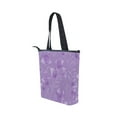 thumbnail image 3 of Zipper canvas bag large capacity large size practical handbag durable Canvas with leather material Elegant Lavender Design, 3 of 7