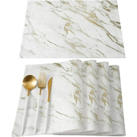 

Place Mats Indoor Set of 6 Blue Flower Cotton Linen Placemats for Dining Table Anti-Skid Elegent Tulip Florals Heat Resistant Table Mats Wipeable 12x18 inch.