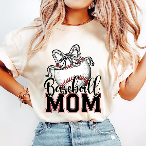 Baseball Mama Shirt, Game Day Shirt, Glitter Baseball Bow, Team Spirit Shirt, Trendy Leopard Checkered Coquette Baseball Tee