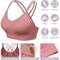 thumbnail image 5 of Women's Cross Back Sports Bra Padded Strappy Medium Support Yoga Bra for Workout Fitness 3 Pack, 5 of 6