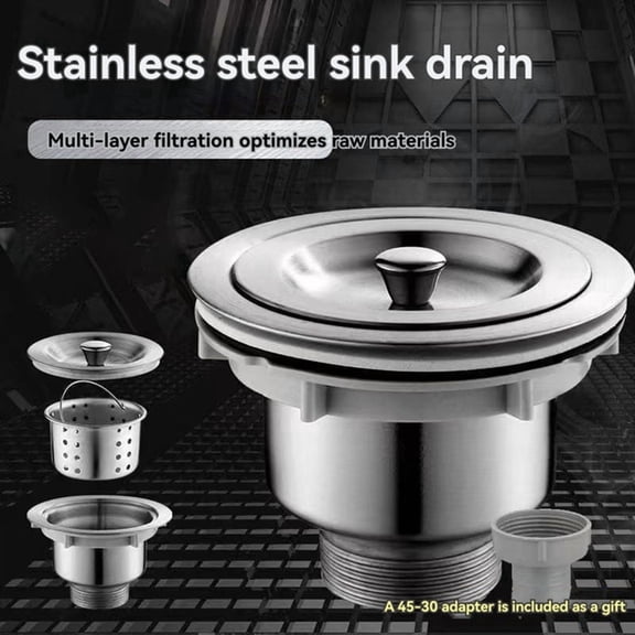 2sets Kitchen Sink Vegetable Sink Drain Set Stainless Steel Kitchen Sink Set Anti Odor Drain Pipe Kitchen Sink Set