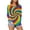 Z20-Multicolour, variant on Women's Long Sleeve Shirt Colourful Rainbow Print T-Shirt Round Neck Tops 70s Hippie Carnival Fancy Dress Outfit Tunic Blouse Casual Streetwear
