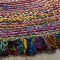 thumbnail image 4 of Safavieh Cape Cod Collection CAP206A Fait à la Main Boho Frange Jute & Tapis de Coton, 5' x 5' Rond, Ivoire / Rouge, 4 of 4
