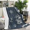 thumbnail image 5 of Kainsy Nautical Blanket Anchor Blanket Throw Compass Adventures Blankets Ocean Marine Blanket Gifts for Adult Kids Boys Soft Flannel Fleece Old Ships Blanket for Chair Couch Sofa, Navy Blue(30"x40"), 5 of 8