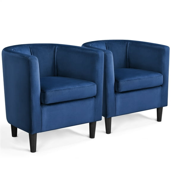 Renwick Velvet Barrel Accent Chair, Set of 2, Blue
