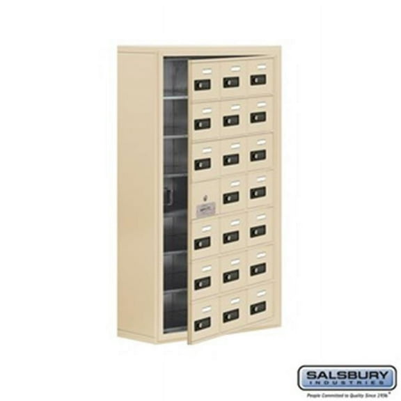 salsburyindustries 19178-21ssc cell phone storage locker with front access panel - 7 door high unit, sandstone