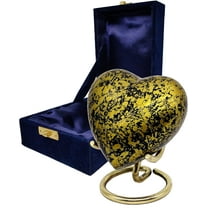 5MOONSUN5's Handcrafted Heart Urn Keepsake Cremation Urn for Human pet Ashes Golden Urn Heart Shaped - Perfect for Adults & Infants Honor Your Loved One. Comes with Brass Stand & Premium Box