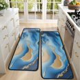 thumbnail image 4 of Kitchen Rugs Sets Of 2,Blue Marble Gold Wave Pattern Anti Fatigue Kitchen Mat Rugs Non Slip Washable,Decorative Kitchen Floor Mats for Kitchen,Sink,Laundry,17"x47"+17"x47", 4 of 5
