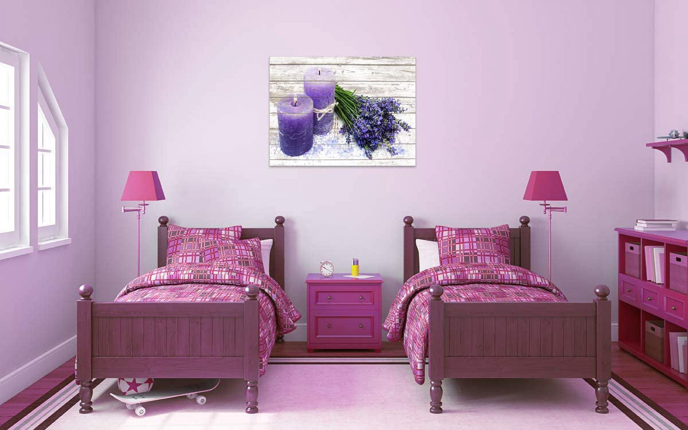 Canvas Wall Art for Bathroom Purple Candles and Lavender Flower Painting Pictures Print on Canvas prints Ready to Hang wall decor for living room bedroom Decoration Modern Home Decor Artwork