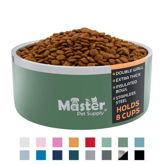 Master Pet Supply Stainless Steel Dog Bowls - 64 oz, Heavy Duty - Camo Patrol, Double Wall Extra-Thick Insulated, Non-Slip Pet Water Bowl for Dogs, Cats & Pets, Anti Rust Metal, Dish Washer Safe