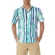 thumbnail image 1 of CAMISA HAWAIANA DE HOMBRES CON RAYAS Y MANGAS CORTAS, BOTONES, ESTAMPADO, AZUL VERDE, 1 of 6