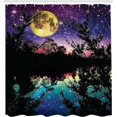 thumbnail image 2 of Cortina de ducha de poliéster, 92,7 x 213 cm, paisaje de lago y luna, color morado, 2 of 4