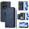 thumbnail image 4 of Étui Portefeuille pour TCL 503 avec Poche à Fermeture Éclair Porte-Cartes Support Sangle de Poignet Étui à Rabat en Cuir Bleu, 4 of 5