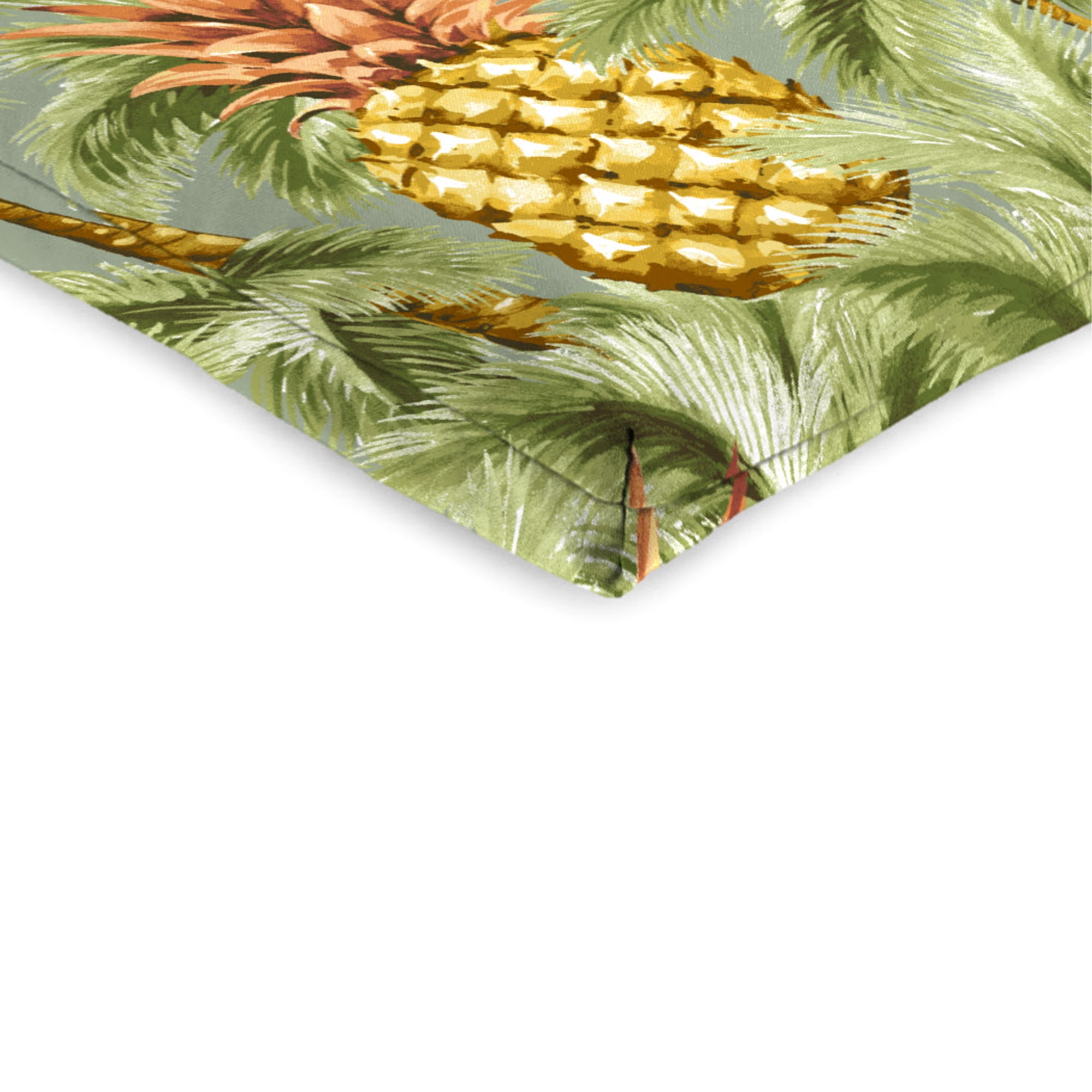 Jordan Manufacturing 44" x 21" Luau Breeze Green Tropical Rectangular Outdoor Chair Cushion with Ties and Hanger Loop