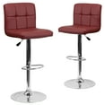 thumbnail image 3 of Flash Furniture 2 Pack Contemporary Burgundy Quilted Vinyl Adjustable Height Barstool with Chrome Base, 3 of 9