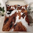 thumbnail image 2 of Homewish Retro Rustic Cowhide Twin Sheet Sets,Western Cowboy Twin Fitted Sheet,Brown Cattle Hide Flat Sheet For Men Women,Luxury Bedroom Decor,3-Piece, 2 of 7