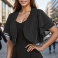 thumbnail image 2 of Garbnen Shrug for Women Chiffon Open Front Cropped Short Sleeve Cardigan Soft Lightweight Casual Sheer Shawl Black XXL, 2 of 8