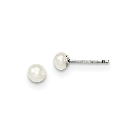 - Sterling Silver White 4-4.5mm Freshwater Cultured Pearl Post Earrings