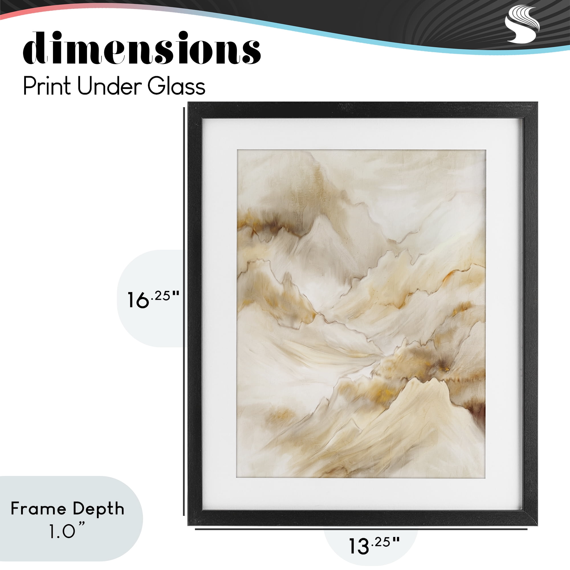 Stupell Industries Neutral Land Flow Black Framed Print Under Glass, design by Kim Allen