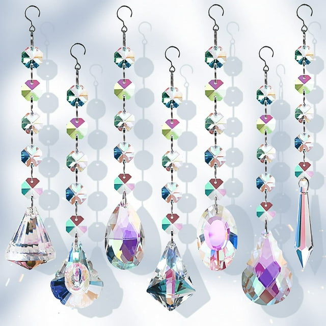 Adornos colgantes de cristal Sun Catchers GZCGLN, 7 unidades, 17 cm