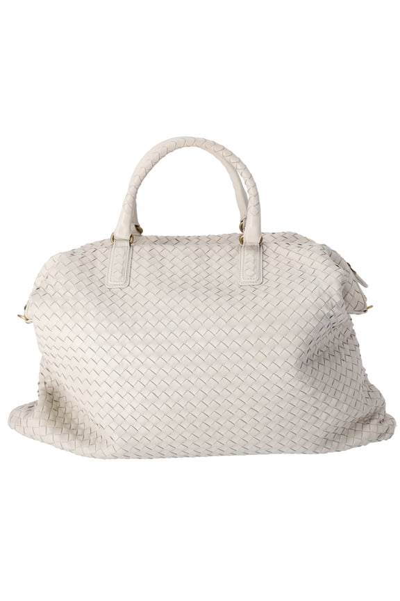 Pre-Owned BOTTEGA VENETA Intrecciato Slouchy Large Handbag 193785 Cream Leather