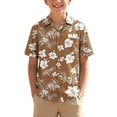 thumbnail image 2 of LEKWK Boys Button Down Hawaiian Shirts Kids Short Sleeve Tropical Print T-Shirt Lightweight Breathable Summer Tops Beach Vacation Holiday Resort Wear, 2 of 8