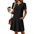 thumbnail image 5 of Helii Womens Embroidered Eyelet V Neck Short Sleeve A Line Dress with Pockets Lightweight Breathable Summer Swing Casual Loose Fit T Shirt Dress for Daily Vacation Beach Party 6 Colors, 5 of 8