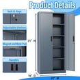 thumbnail image 5 of 71" Metal Garage Storage Cabinet with 4 Adjustable Shelves and Locking Doors, Tall Freestanding Garage Cabinet for Office, Home, Kitchen, Grey(71"H x 36"W x 16"D), 5 of 8